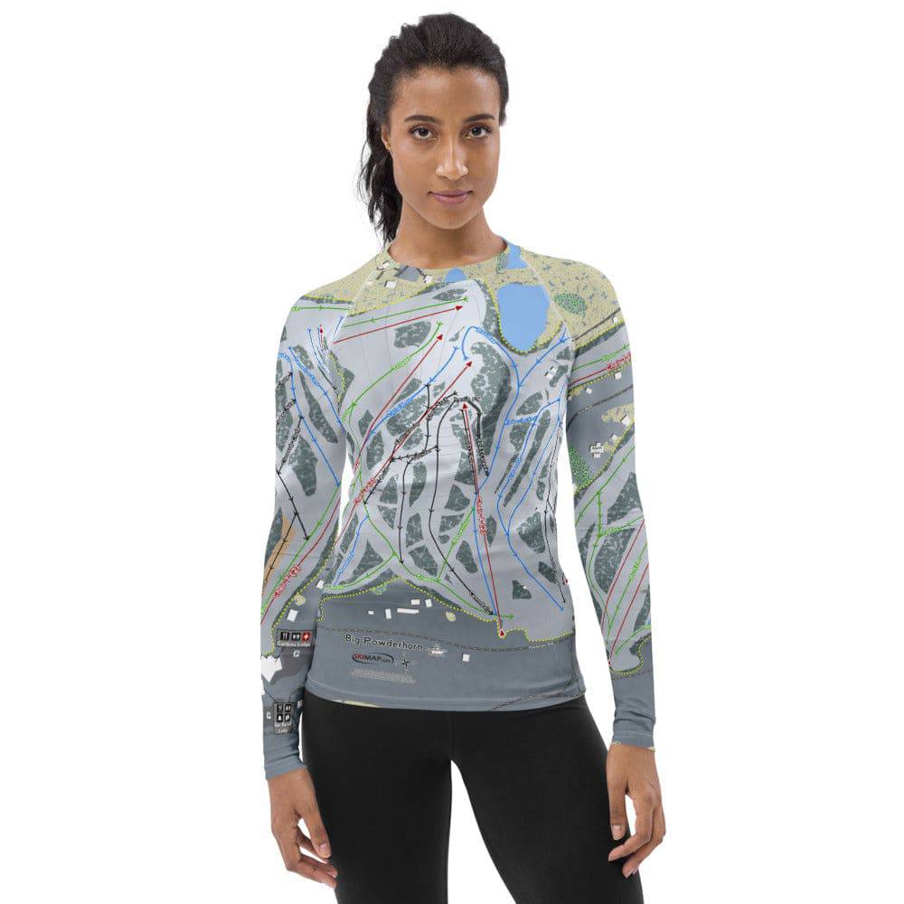 Big Powderhorn, Michigan Ski Trail Map Women's Base Layer Top