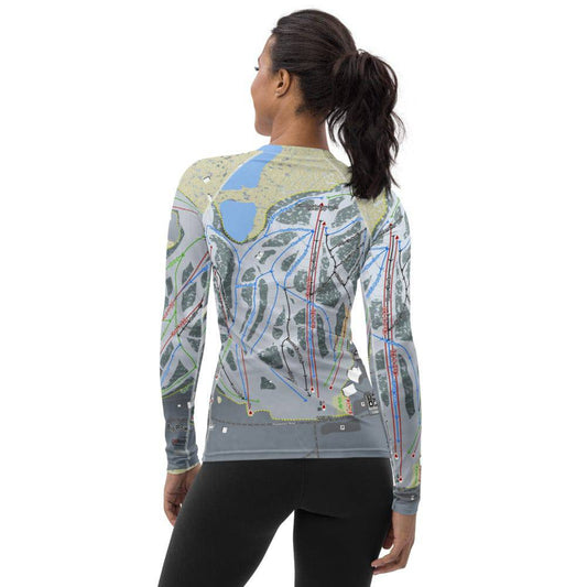 Big Powderhorn, Michigan Ski Trail Map Women's Base Layer Top - Powderaddicts