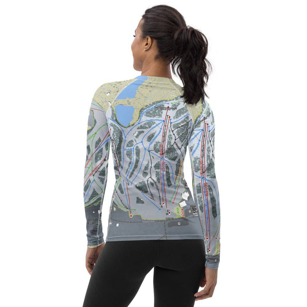 Big Powderhorn, Michigan Ski Trail Map Women's Base Layer Top - Powderaddicts