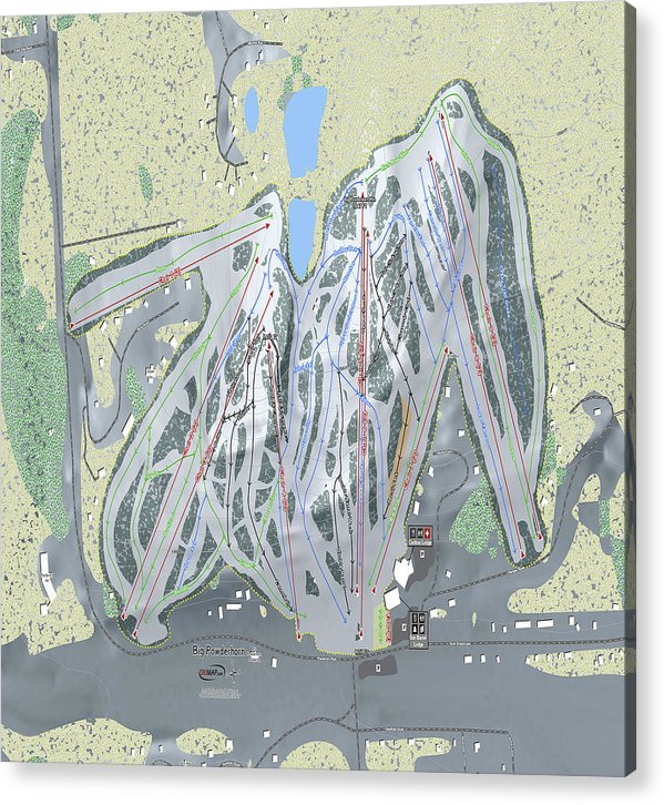 Big Powderhorn Ski Trail Map - Acrylic Print - Powderaddicts