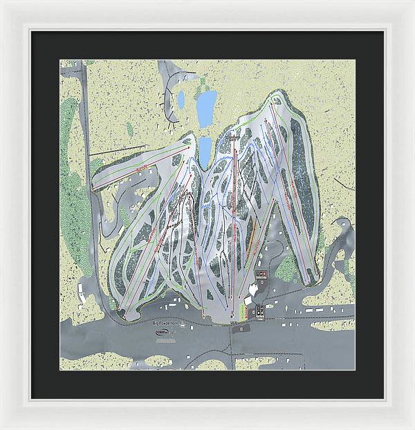 Big Powderhorn Ski Trail Map - Framed Print - Powderaddicts