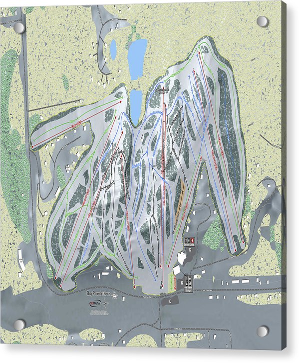 Big Powderhorn Ski Trail Map - Acrylic Print - Powderaddicts