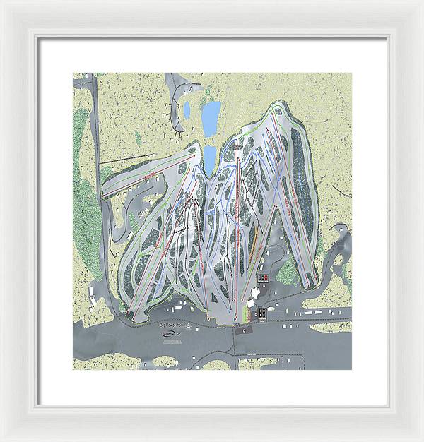 Big Powderhorn Ski Trail Map - Framed Print - Powderaddicts