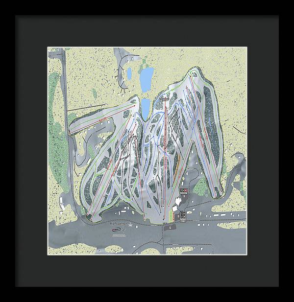 Big Powderhorn Ski Trail Map - Framed Print - Powderaddicts