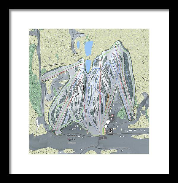 Big Powderhorn Ski Trail Map - Framed Print - Powderaddicts