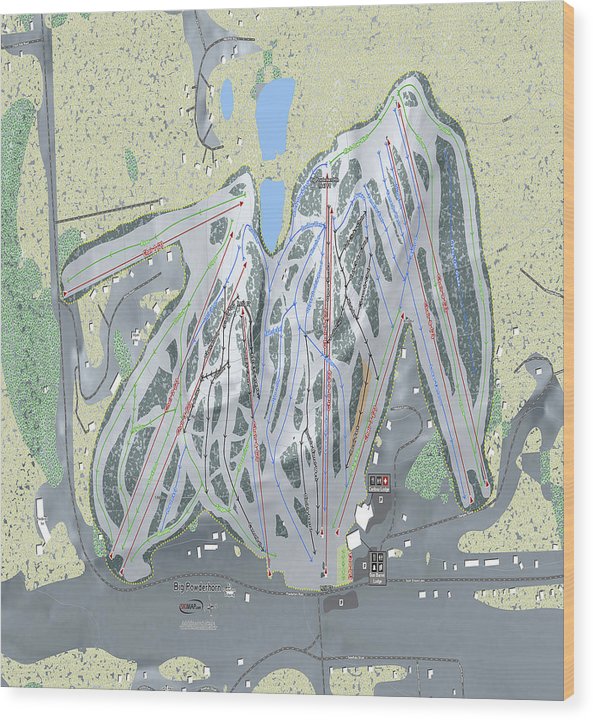 Big Powderhorn Ski Trail Map - Wood Print - Powderaddicts