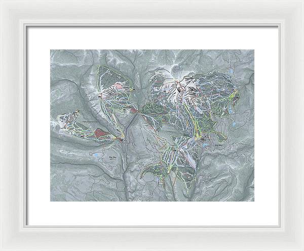 Big Sky Combo Ski Trail Map - Framed Print - Powderaddicts