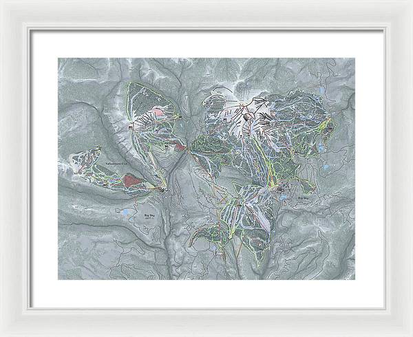 Big Sky Combo Ski Trail Map - Framed Print - Powderaddicts