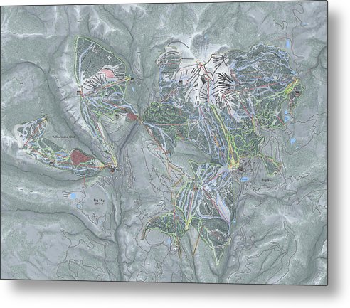 Big Sky Combo Ski Trail Map - Metal Print - Powderaddicts