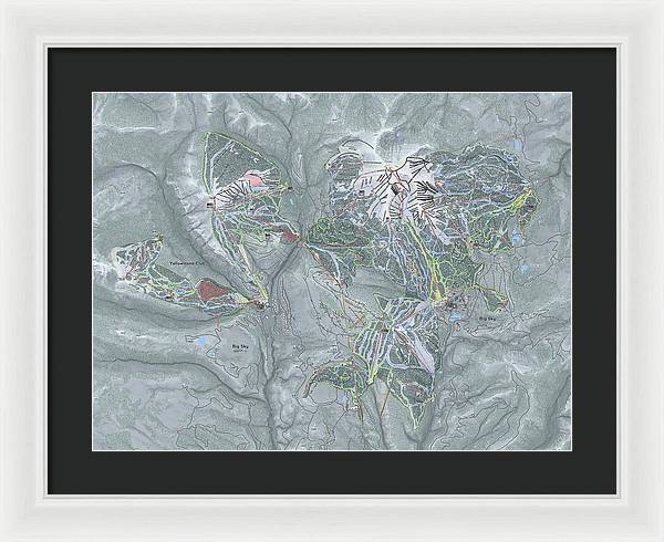 Big Sky Combo Ski Trail Map - Framed Print - Powderaddicts
