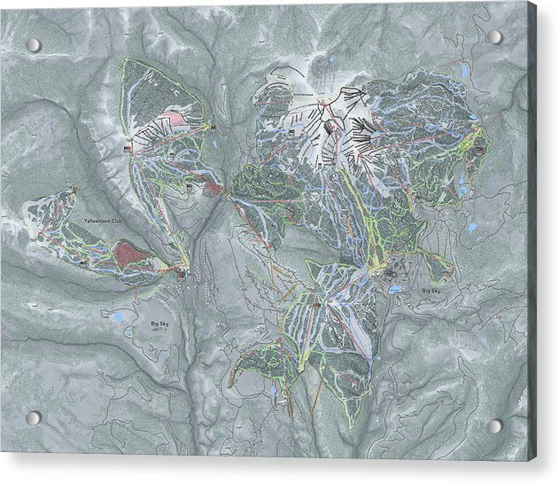 Big Sky Combo Ski Trail Map - Acrylic Print - Powderaddicts