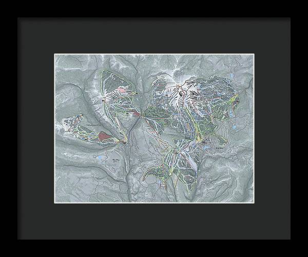 Big Sky Combo Ski Trail Map - Framed Print - Powderaddicts
