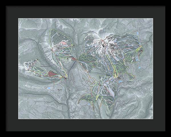 Big Sky Combo Ski Trail Map - Framed Print - Powderaddicts