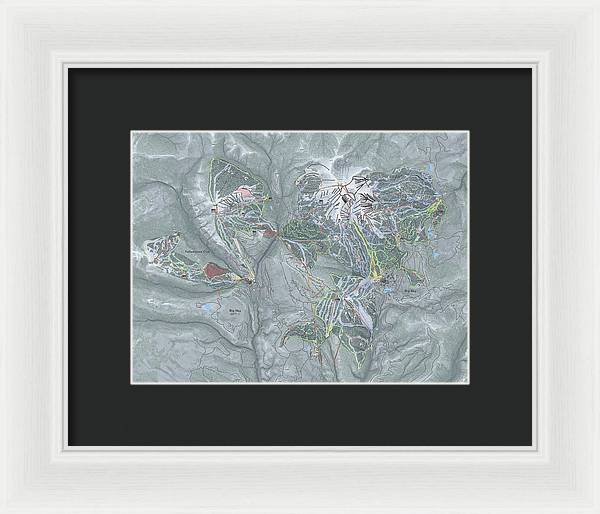 Big Sky Combo Ski Trail Map - Framed Print - Powderaddicts