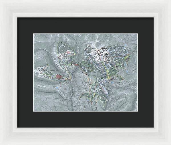 Big Sky Combo Ski Trail Map - Framed Print - Powderaddicts