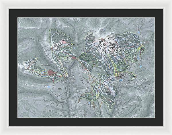 Big Sky Combo Ski Trail Map - Framed Print - Powderaddicts