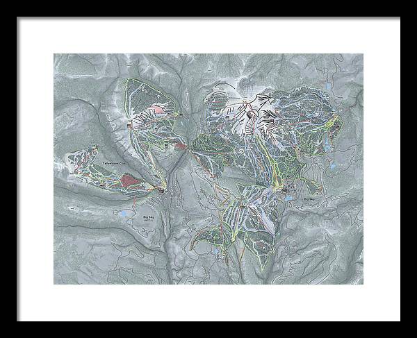 Big Sky Combo Ski Trail Map - Framed Print - Powderaddicts