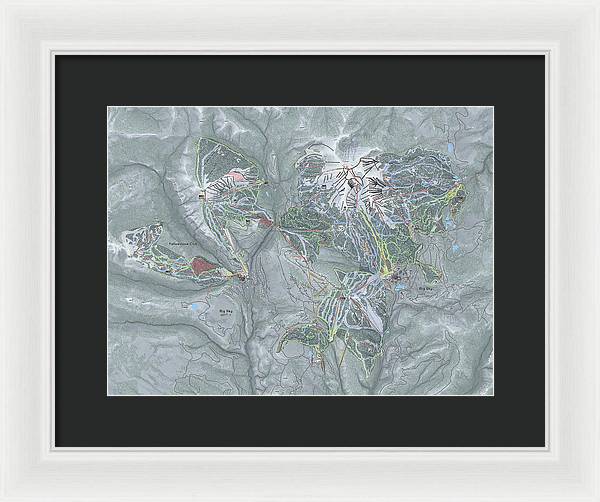 Big Sky Combo Ski Trail Map - Framed Print - Powderaddicts
