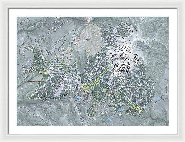Big Sky Ski Trail Map - Framed Print - Powderaddicts
