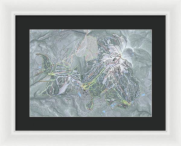 Big Sky Ski Trail Map - Framed Print - Powderaddicts