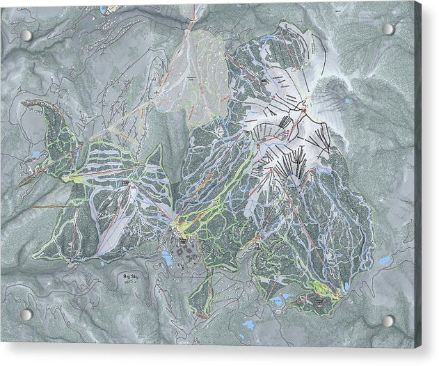 Big Sky Ski Trail Map - Acrylic Print - Powderaddicts