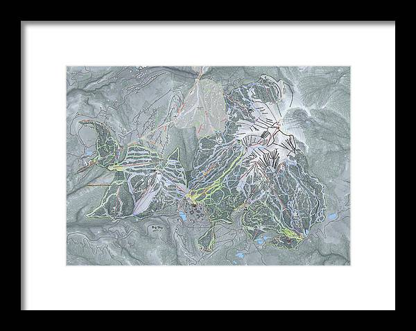 Big Sky Ski Trail Map - Framed Print - Powderaddicts