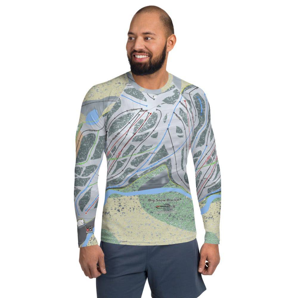 Big Snow Black Jack, Michigan Ski Trail Map Men's Base Layer Top - Powderaddicts