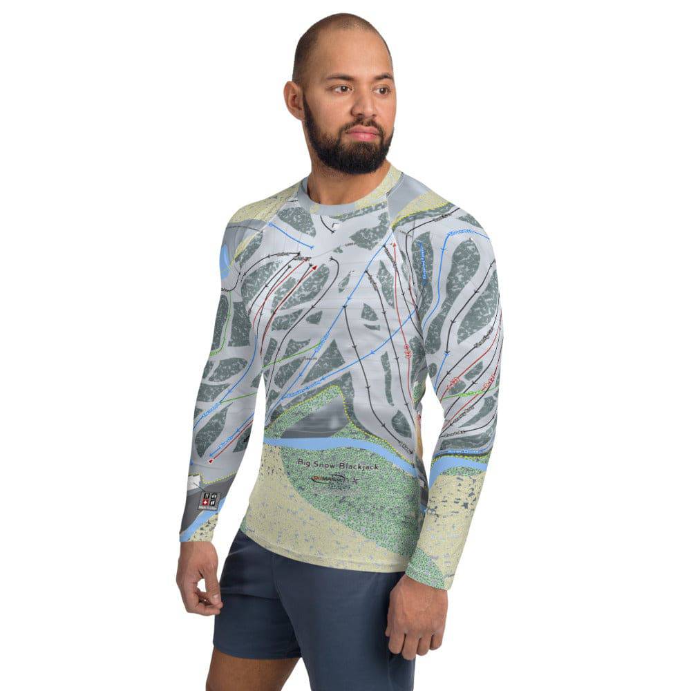 Big Snow Black Jack, Michigan Ski Trail Map Men's Base Layer Top - Powderaddicts