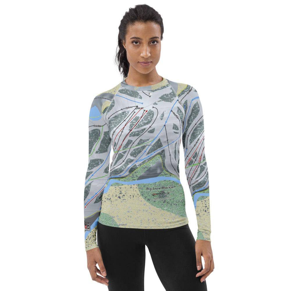 Big Snow BlackJack, Michigan Ski Trail Map Women's Base Layer Top