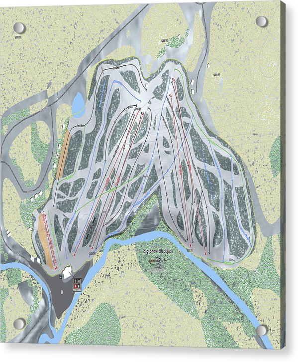 Big Snow BlackJack Ski Trail Map - Acrylic Print - Powderaddicts