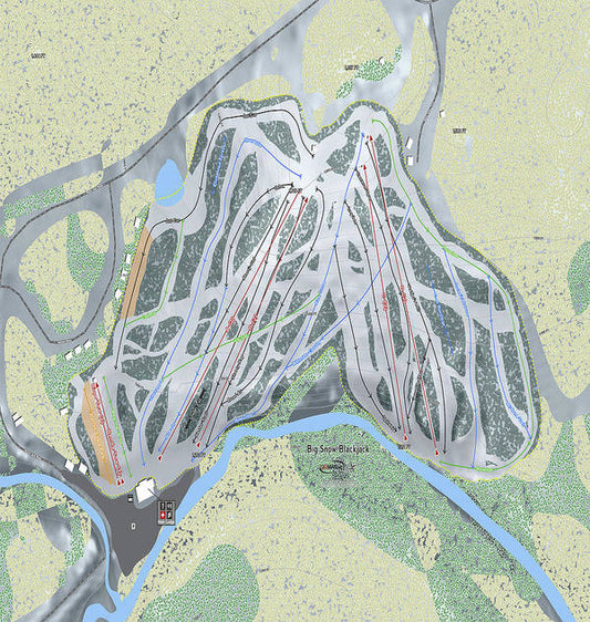 Big Snow BlackJack Ski Trail Map - Art Print - Powderaddicts