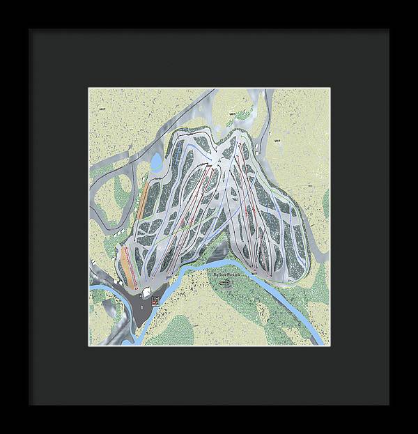 Big Snow BlackJack Ski Trail Map - Framed Print - Powderaddicts