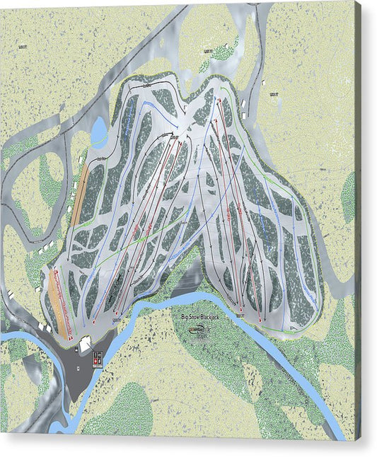 Big Snow BlackJack Ski Trail Map - Acrylic Print - Powderaddicts
