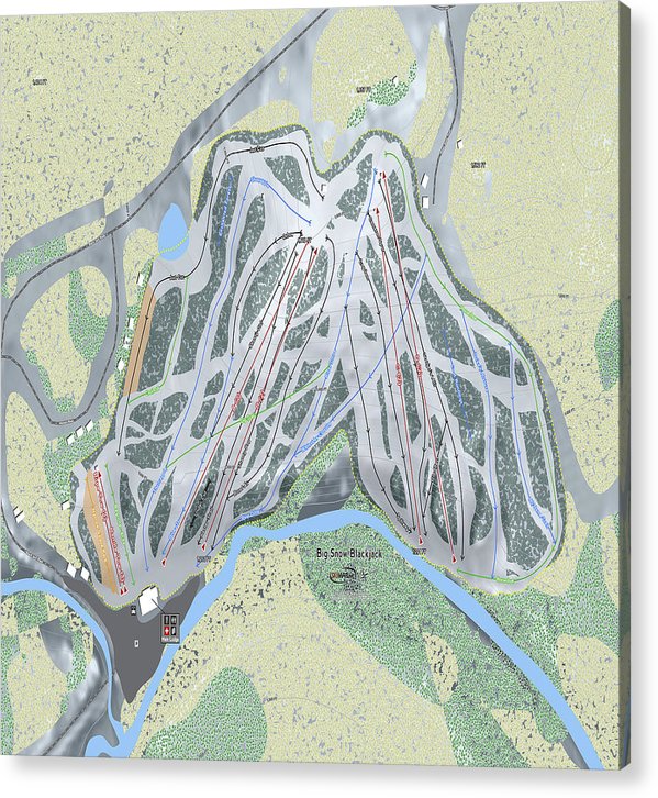 Big Snow BlackJack Ski Trail Map - Acrylic Print - Powderaddicts