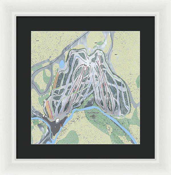 Big Snow BlackJack Ski Trail Map - Framed Print - Powderaddicts