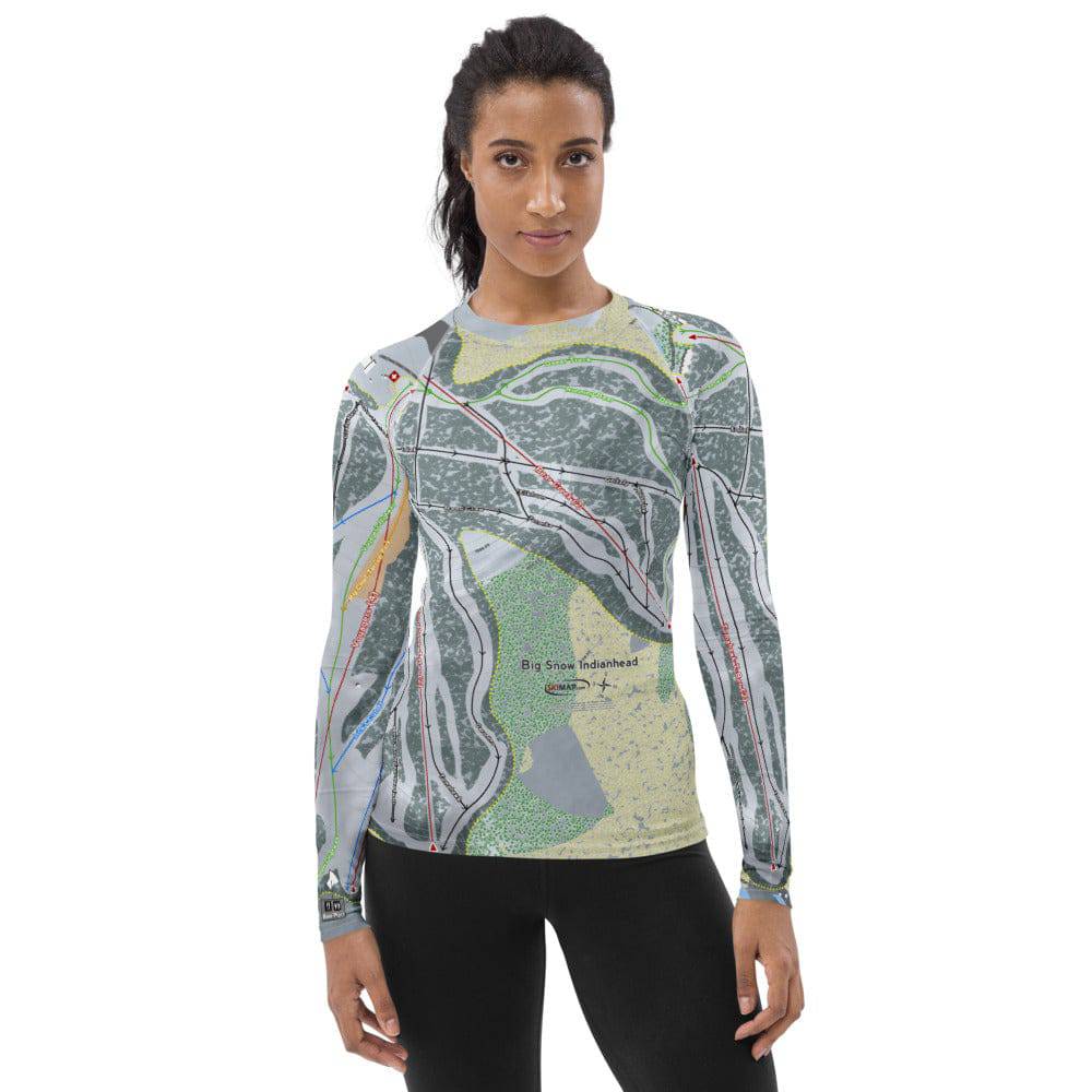 Big Snow Indianhead, Michigan Ski Trail Map Women's Base Layer Top