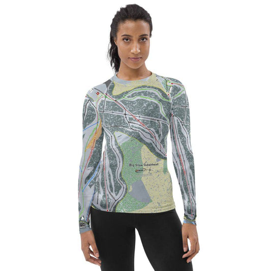 Big Snow Indianhead, Michigan Ski Trail Map Women's Base Layer Top - Powderaddicts