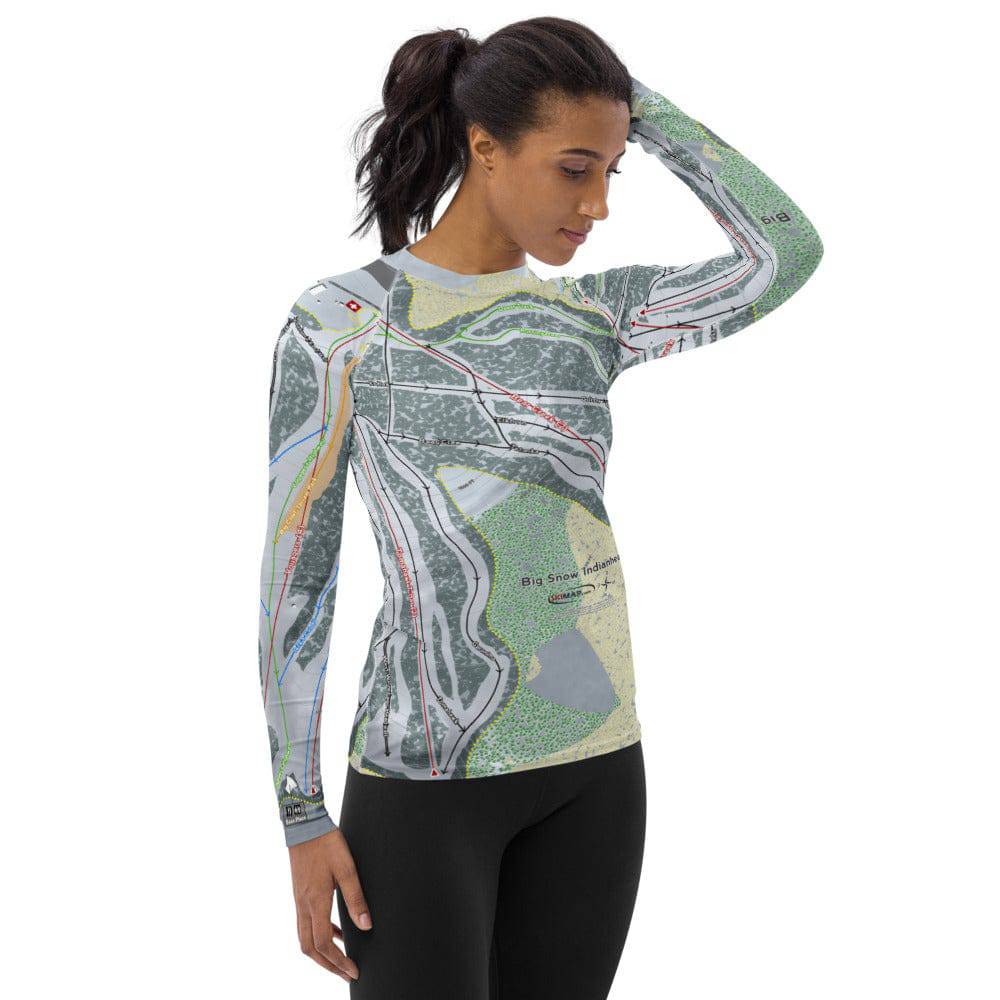 Big Snow Indianhead, Michigan Ski Trail Map Women's Base Layer Top - Powderaddicts