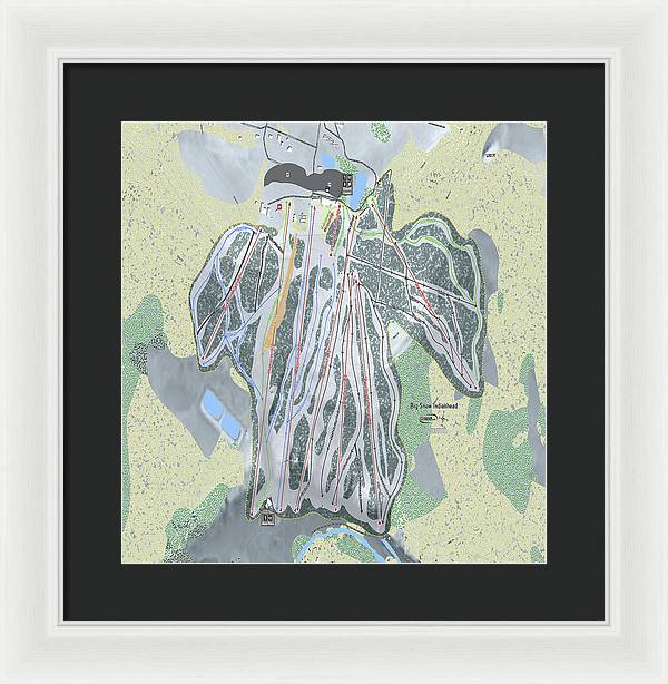 Big Snow Indianhead Ski Trail Map - Framed Print - Powderaddicts