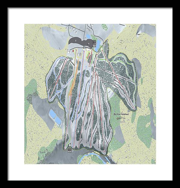 Big Snow Indianhead Ski Trail Map - Framed Print - Powderaddicts