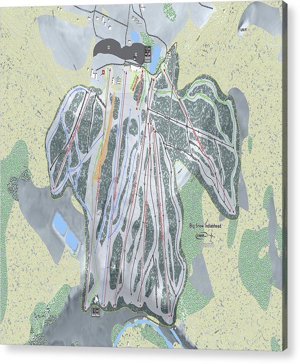 Big Snow Indianhead Ski Trail Map - Acrylic Print - Powderaddicts