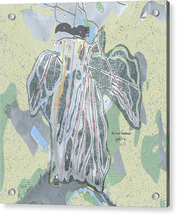 Big Snow Indianhead Ski Trail Map - Acrylic Print - Powderaddicts