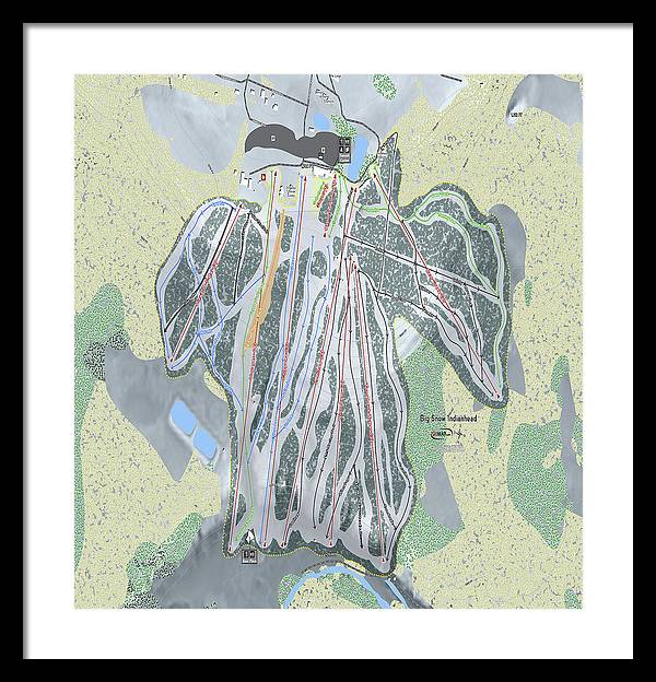 Big Snow Indianhead Ski Trail Map - Framed Print - Powderaddicts