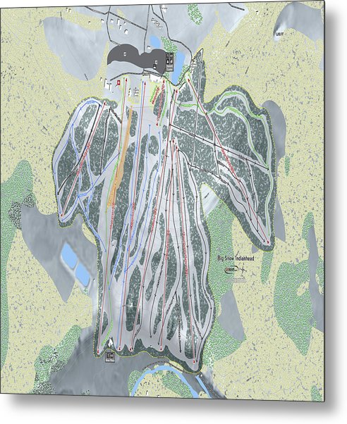 Big Snow Indianhead Ski Trail Map - Metal Print - Powderaddicts