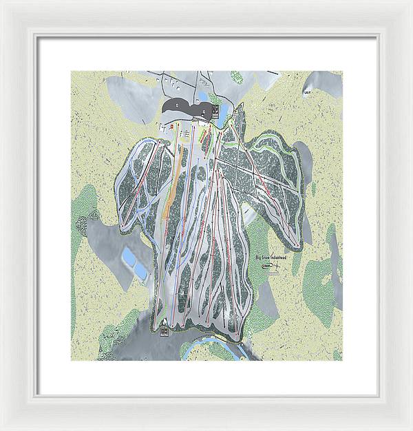 Big Snow Indianhead Ski Trail Map - Framed Print - Powderaddicts