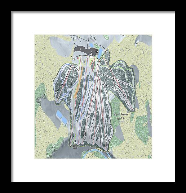 Big Snow Indianhead Ski Trail Map - Framed Print - Powderaddicts