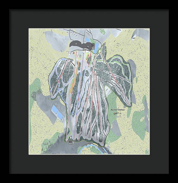 Big Snow Indianhead Ski Trail Map - Framed Print - Powderaddicts
