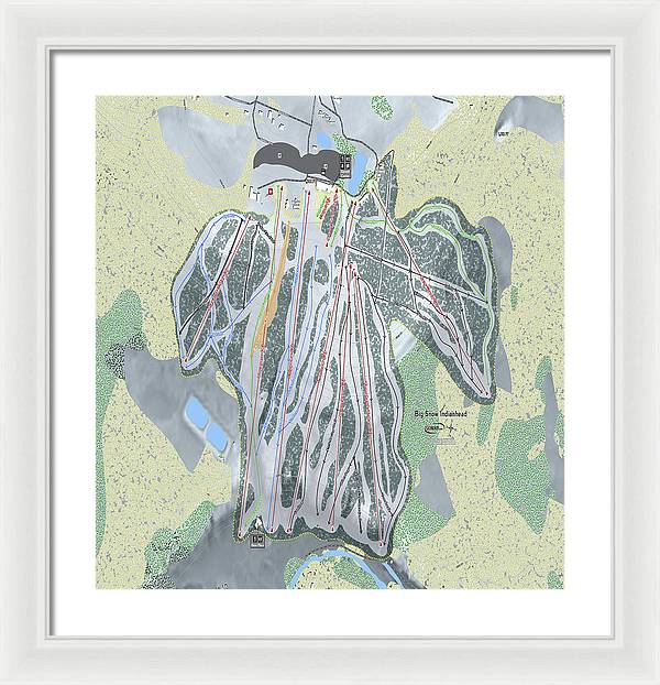 Big Snow Indianhead Ski Trail Map - Framed Print - Powderaddicts