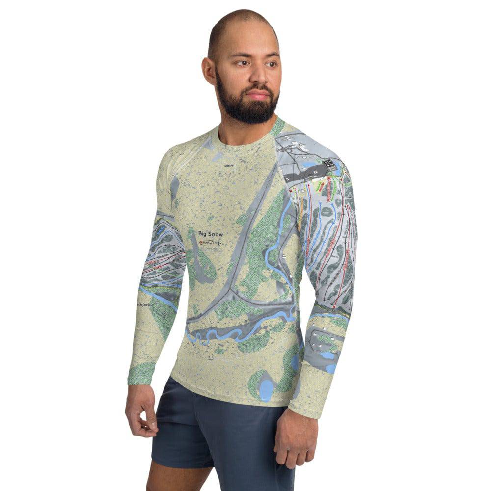 Big Snow, Michigan Ski Trail Map Men's Base Layer Top - Powderaddicts