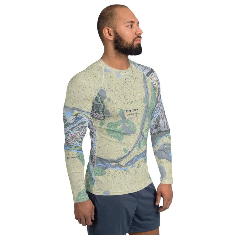 Big Snow, Michigan Ski Trail Map Men's Base Layer Top - Powderaddicts